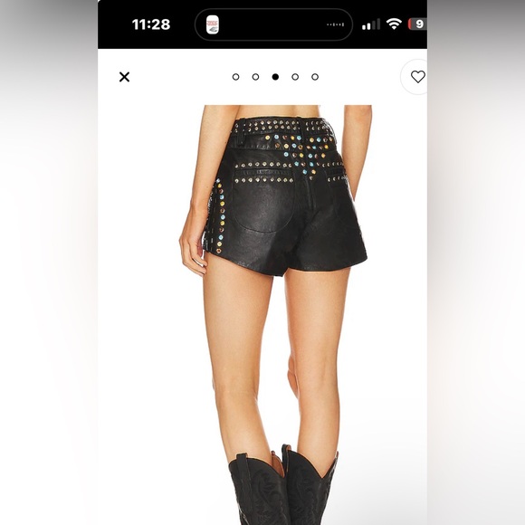 Studded Jewel High Waist Leather Short in Black missing one stone in the back - Picture 2 of 2